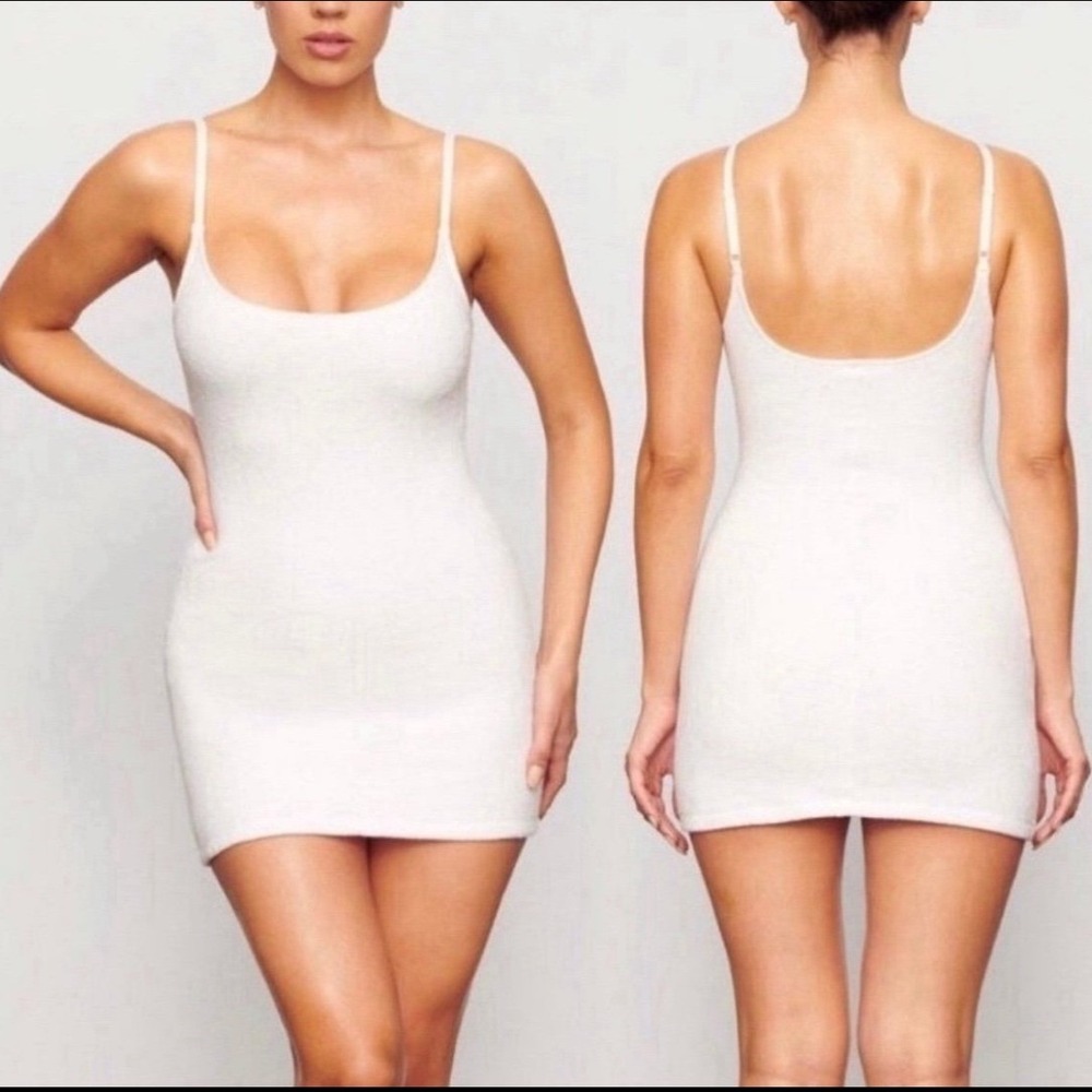 SKIMS Terry Cloth Mini Dress Marble White AC-DRS-0404 Small NWT